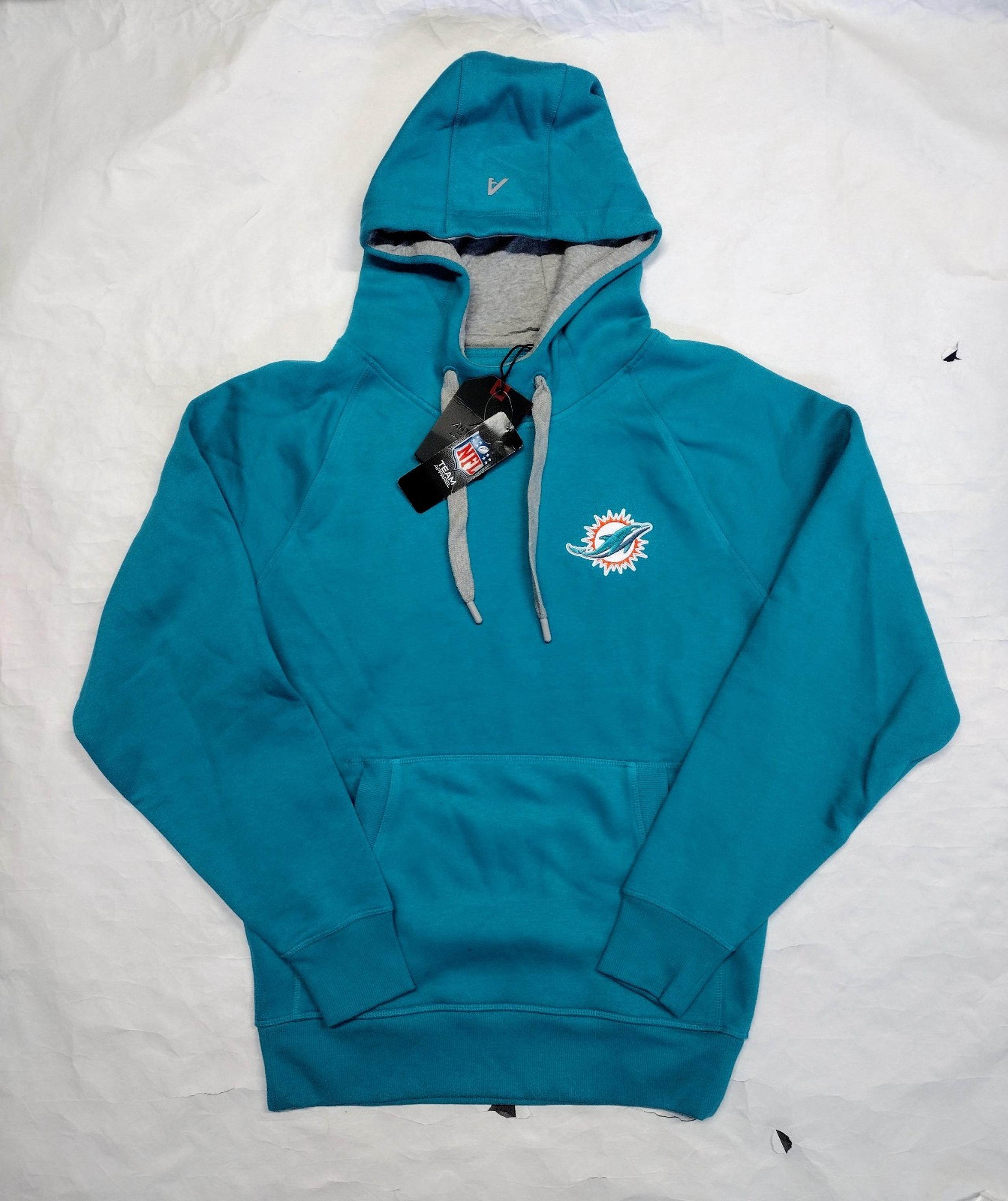 Men's Miami Dolphins Antigua Aqua Antigua Pullover Hoodie Size S. NWT