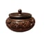 Handmade Vintage Carved Wooden Trinket Box With Lid Floral Design 3.5 Inch Heigh