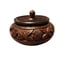 Handmade Vintage Carved Wooden Trinket Box With Lid Floral Design 3.5 Inch Heigh
