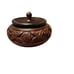 Handmade Vintage Carved Wooden Trinket Box With Lid Floral Design 3.5 Inch Heigh