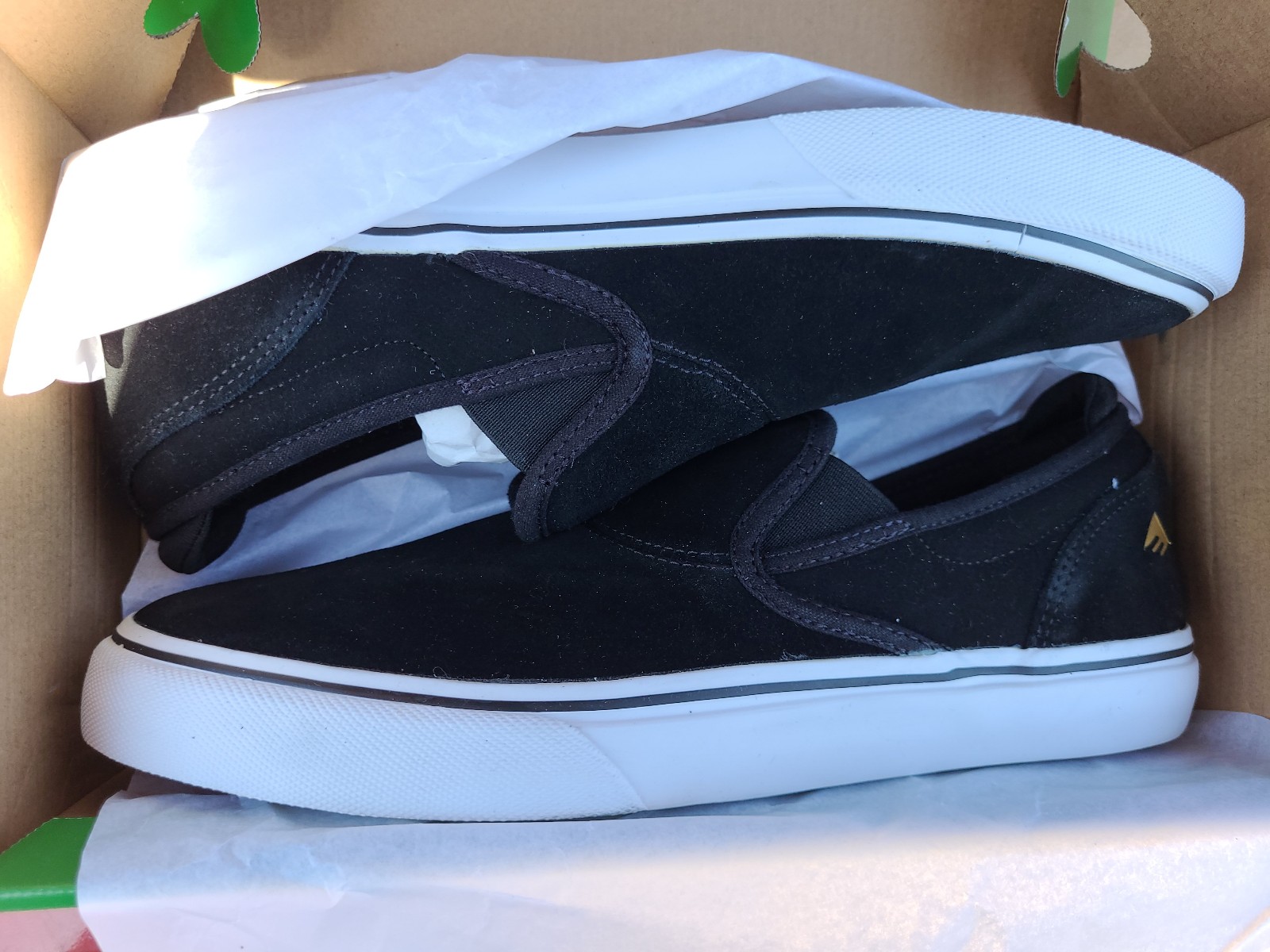 MENS EMERICA WINO G6 SLIP ON SKATEBOARDING SHOES NIB BLACK WHITE GOLD