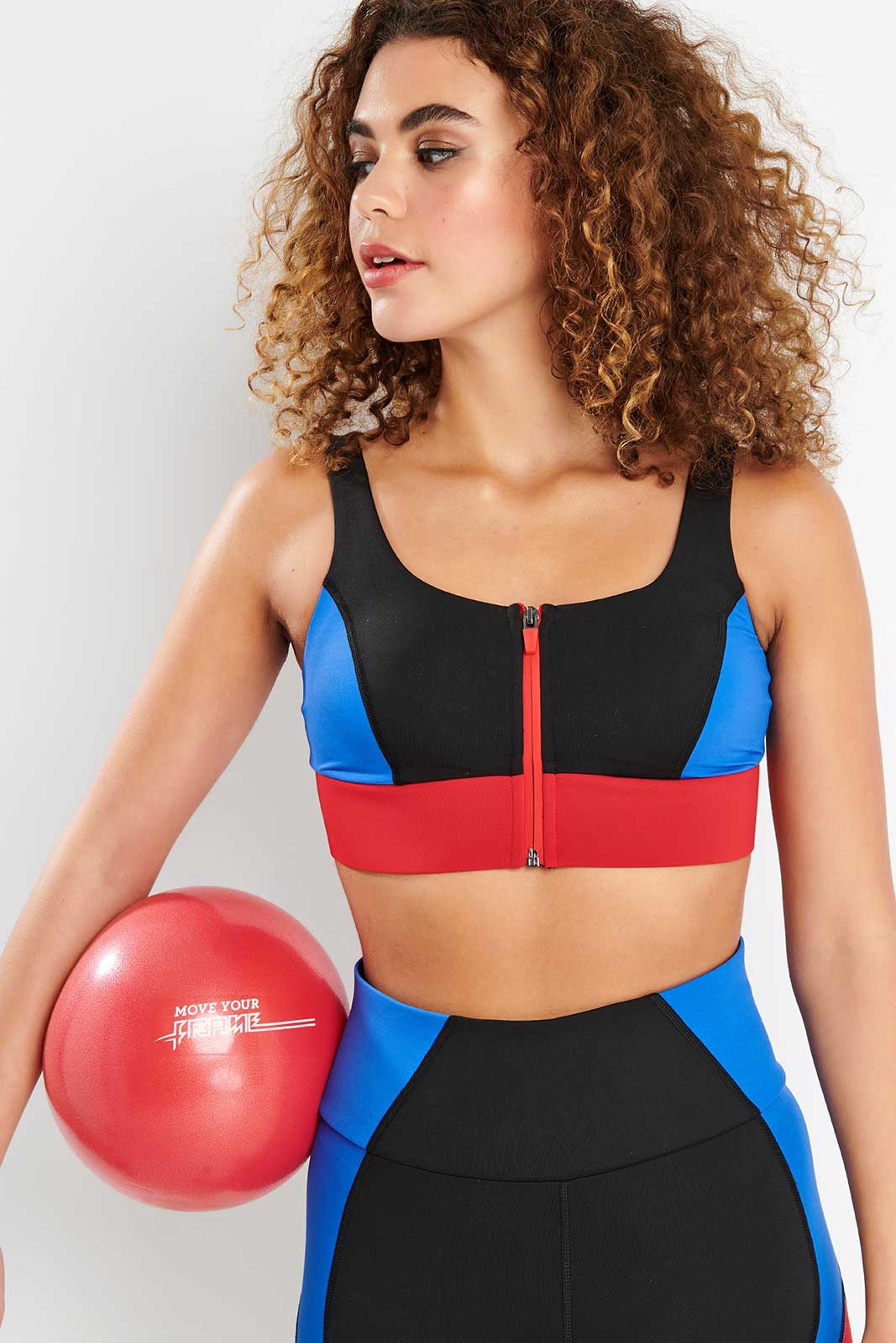 USED Michi Circuit Front Zip Sports Bra Sz L/G