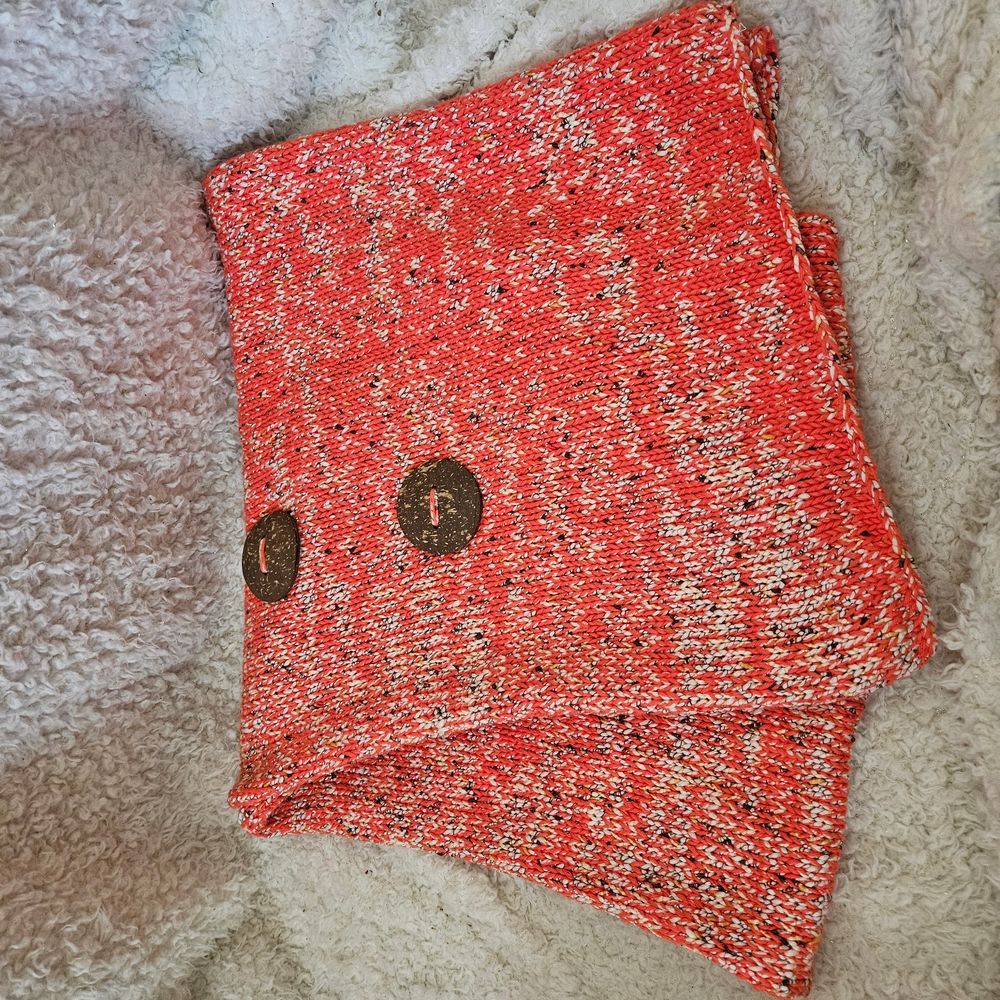 Pure Handknit Wrap Shawl Button Chunky Scarf