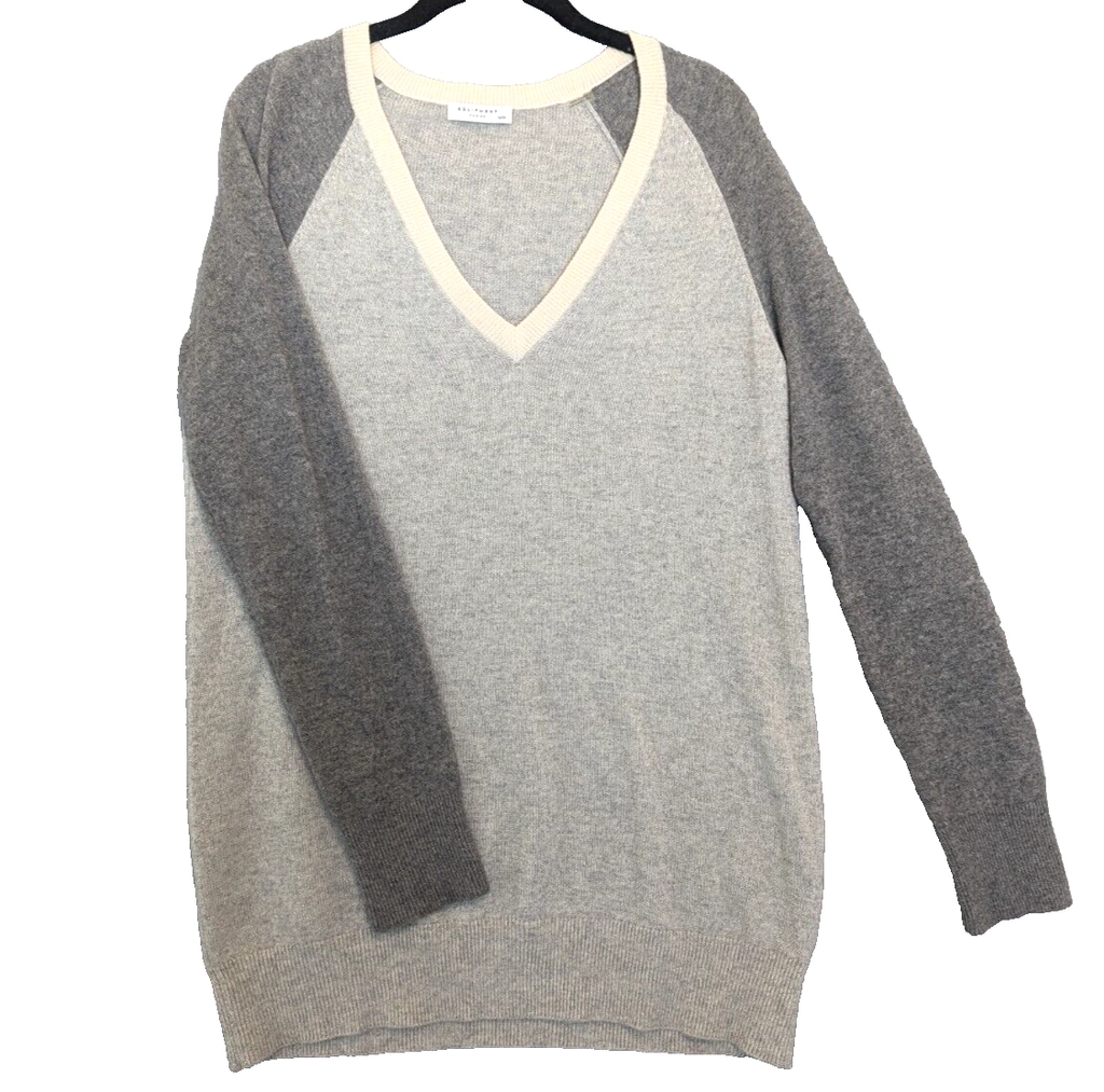 Equipment Femme Sweater Womens Medium Gray Cashmere Colorblock Pullover Preppy