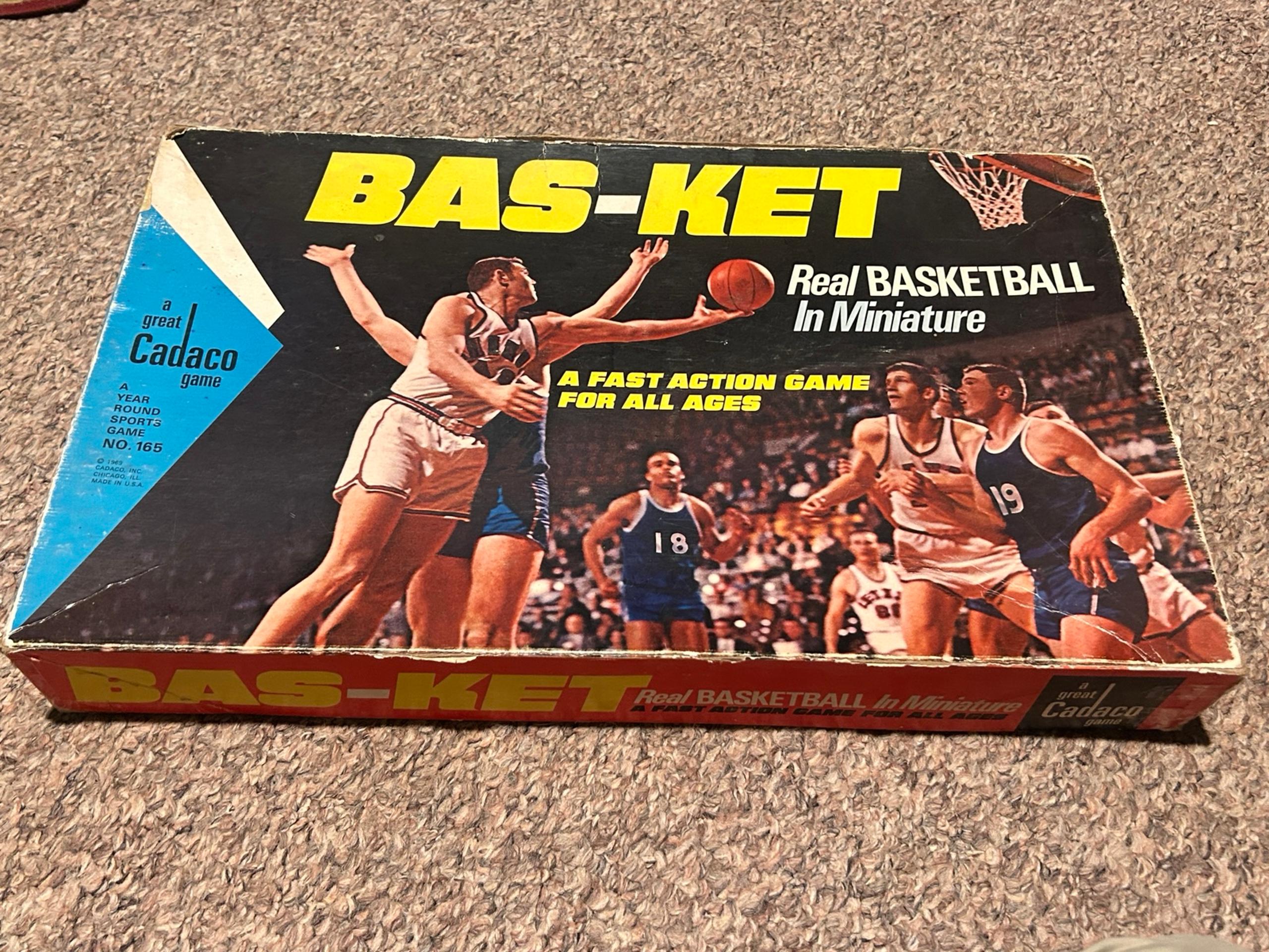Vintage Cadaco BAS-KET Basketball Board Game 1969 NO. 165 Rare Version No Net