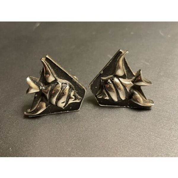 Big 1950's Vintage Angel Fish Cufflinks ANSON USA Modernist Tropical Wedding