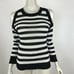 Rag Bone Open Shoulder Stripe Knit Top Long Sleeve Black White Pullover Women XS