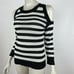 Rag Bone Open Shoulder Stripe Knit Top Long Sleeve Black White Pullover Women XS