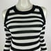 Rag Bone Open Shoulder Stripe Knit Top Long Sleeve Black White Pullover Women XS