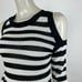 Rag Bone Open Shoulder Stripe Knit Top Long Sleeve Black White Pullover Women XS