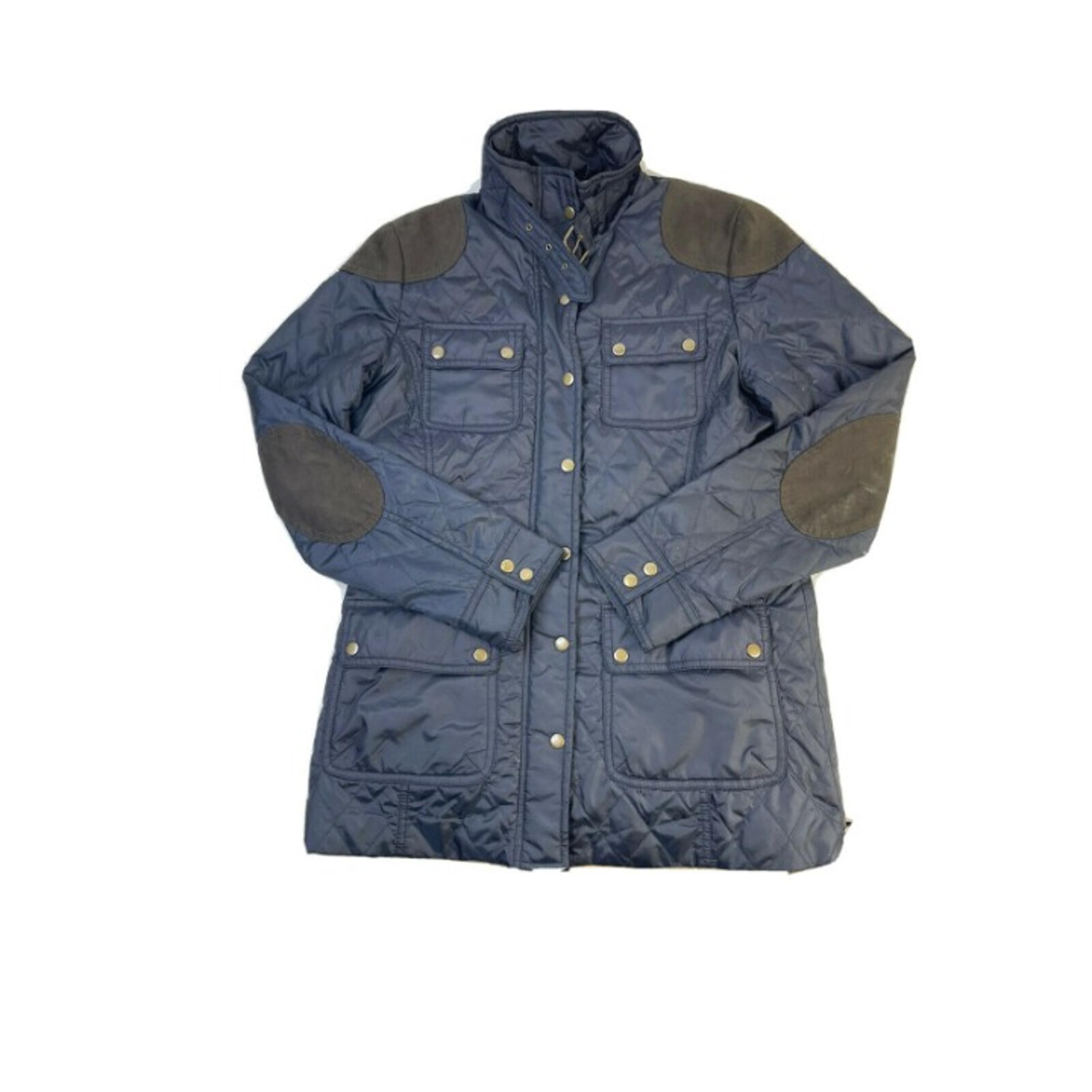 Banana Republic Womens Small Quilted Elbow Patch Military Field Jacket Navy Blue