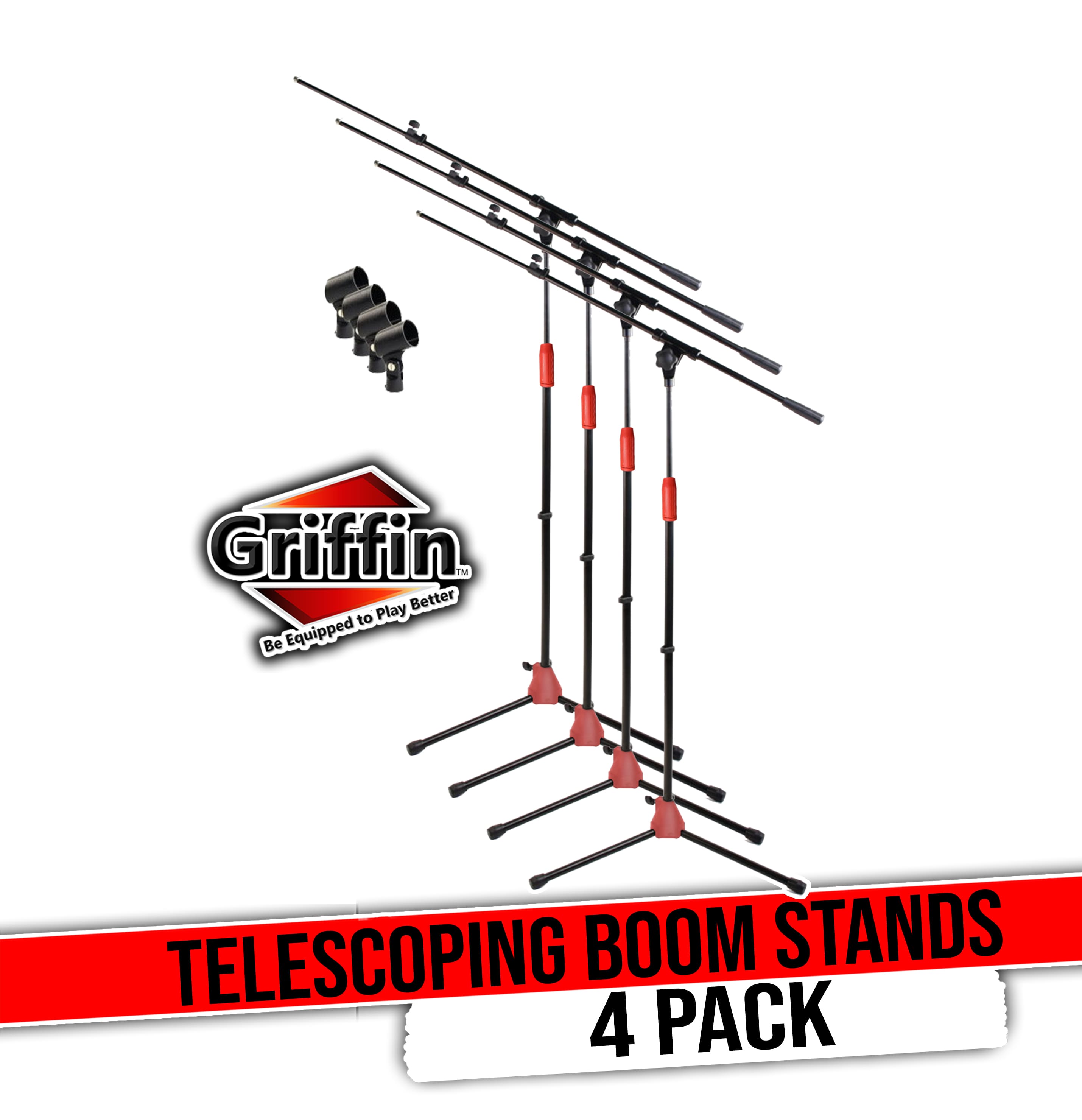 Tripod Microphone Boom Stand with Mic Clip Adapter (Pack of 4) by GRIFFIN