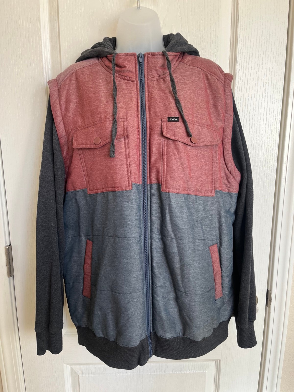 RVCA Puffer Wayward Full Zip Vest Hoodie Jacket