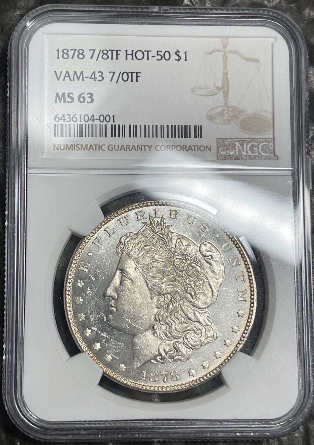 1878-P 7/8TF VAM43 7/0TF Brilliant Uncirculated/MS63 Morgan Silver Dollar