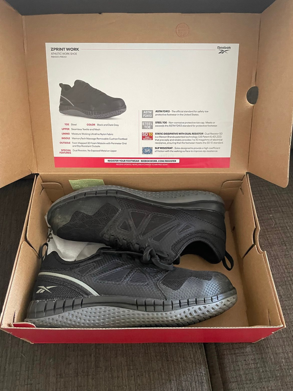 Reebok steel toe sneakers