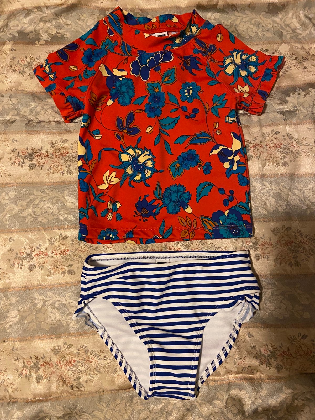 Janie and Jack Rash Guard floral swim set Swimsuit girls size 4 NWT