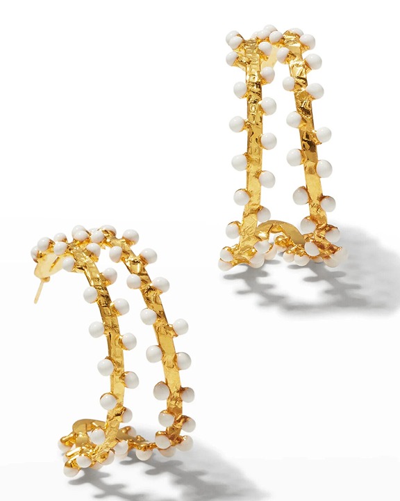 Sylvia Toledano Gipsy Dot Double Hoop Earrings, White