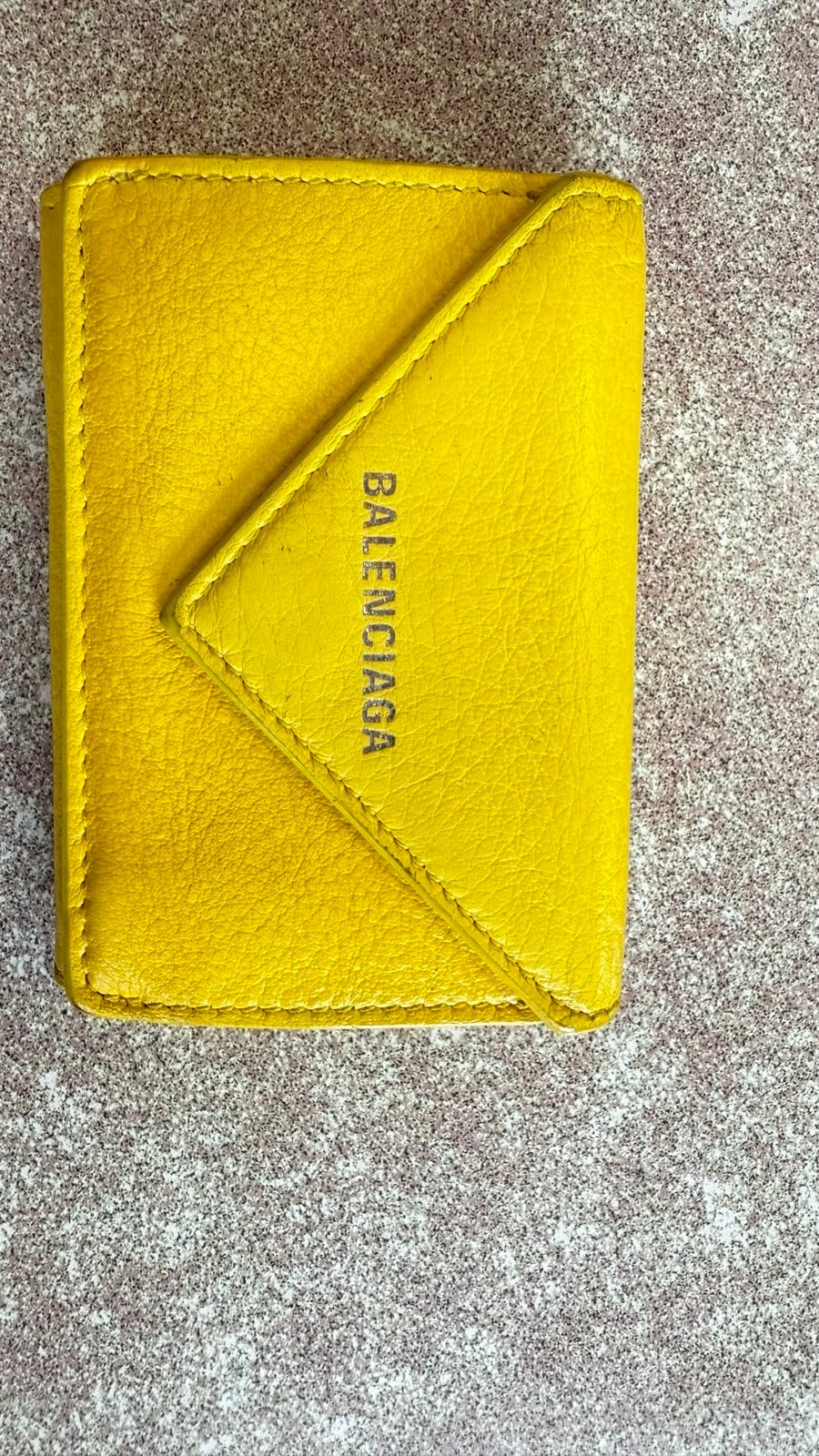 Balenciaga Trifold Yellow Leather Wallet
