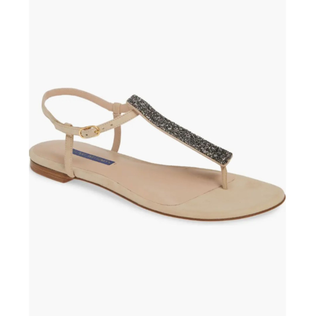 New Stuart Weitzman Splendor Leather Ankle Strap Crystal Encrusted Sandal Sz 5.5
