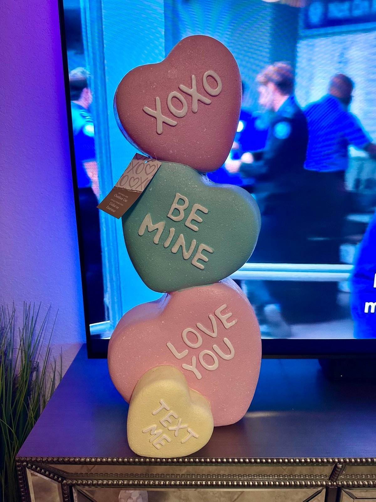 Stacked Candy Hearts Valentine’s Day Statue