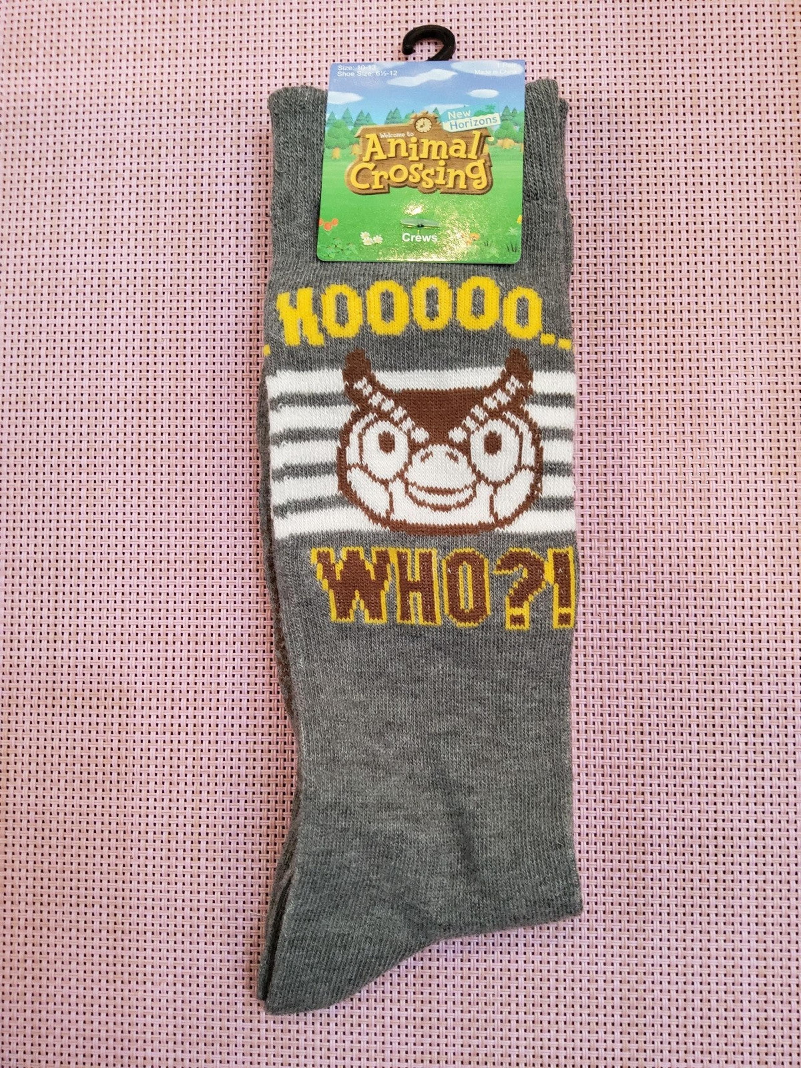 Animal Crossing Men Crews Socks Blathers Size: 10 - 13