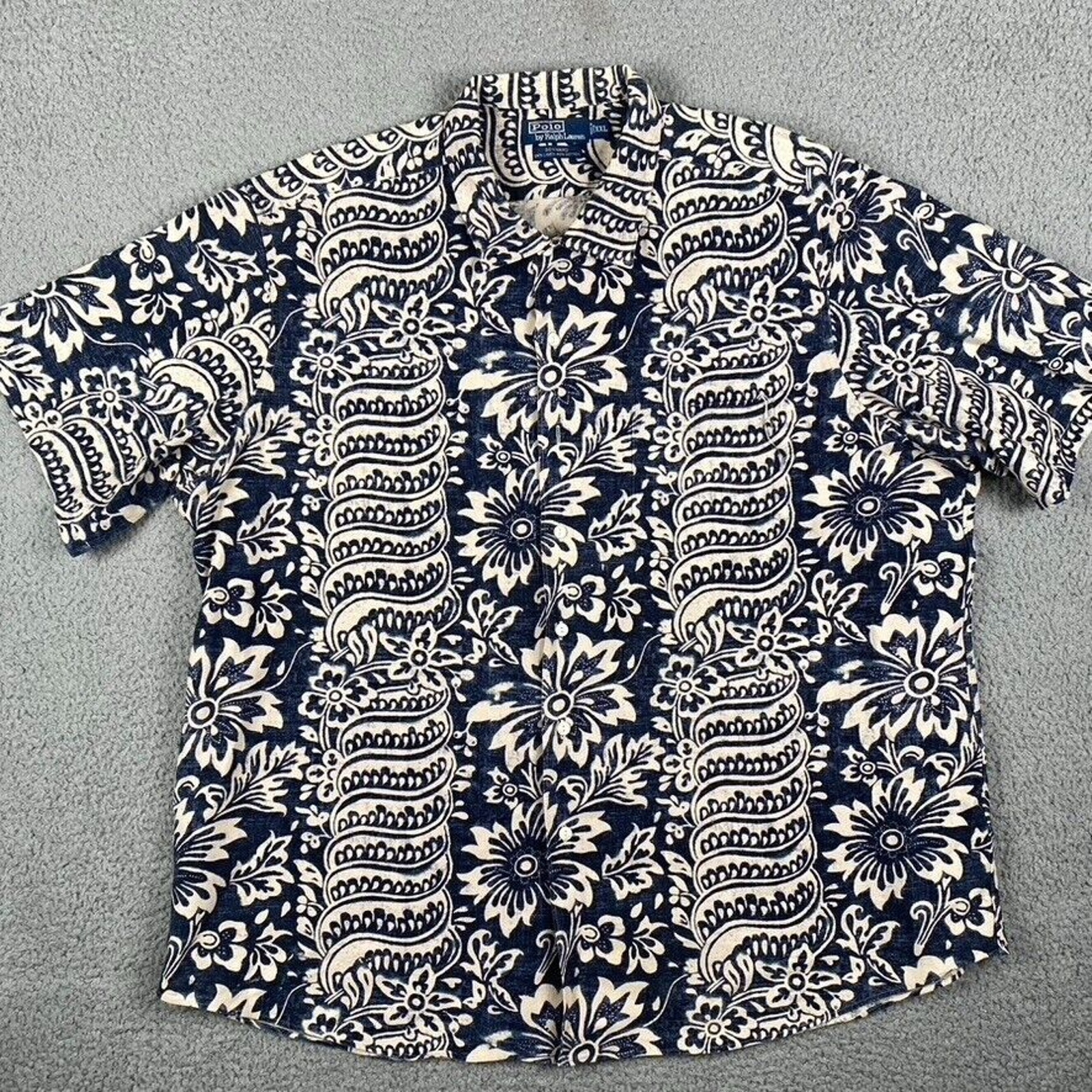 VTG Polo Ralph Lauren Bonnard Button Shirt Men's 2XL Floral Linen Cotton