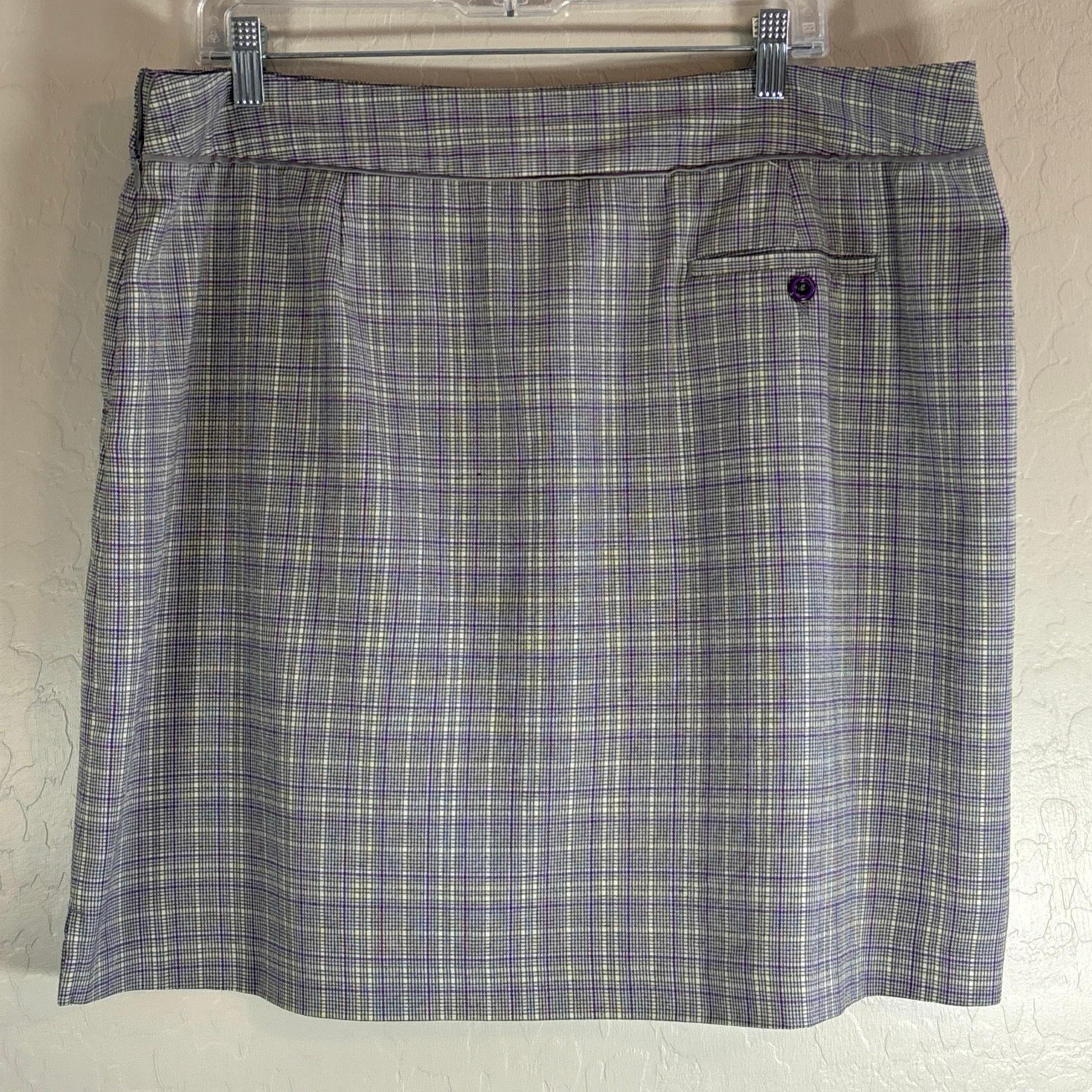 EP Pro Womens Purple Gray Skort Lined Golf Skirt Pockets Size 18 Striped Plaid