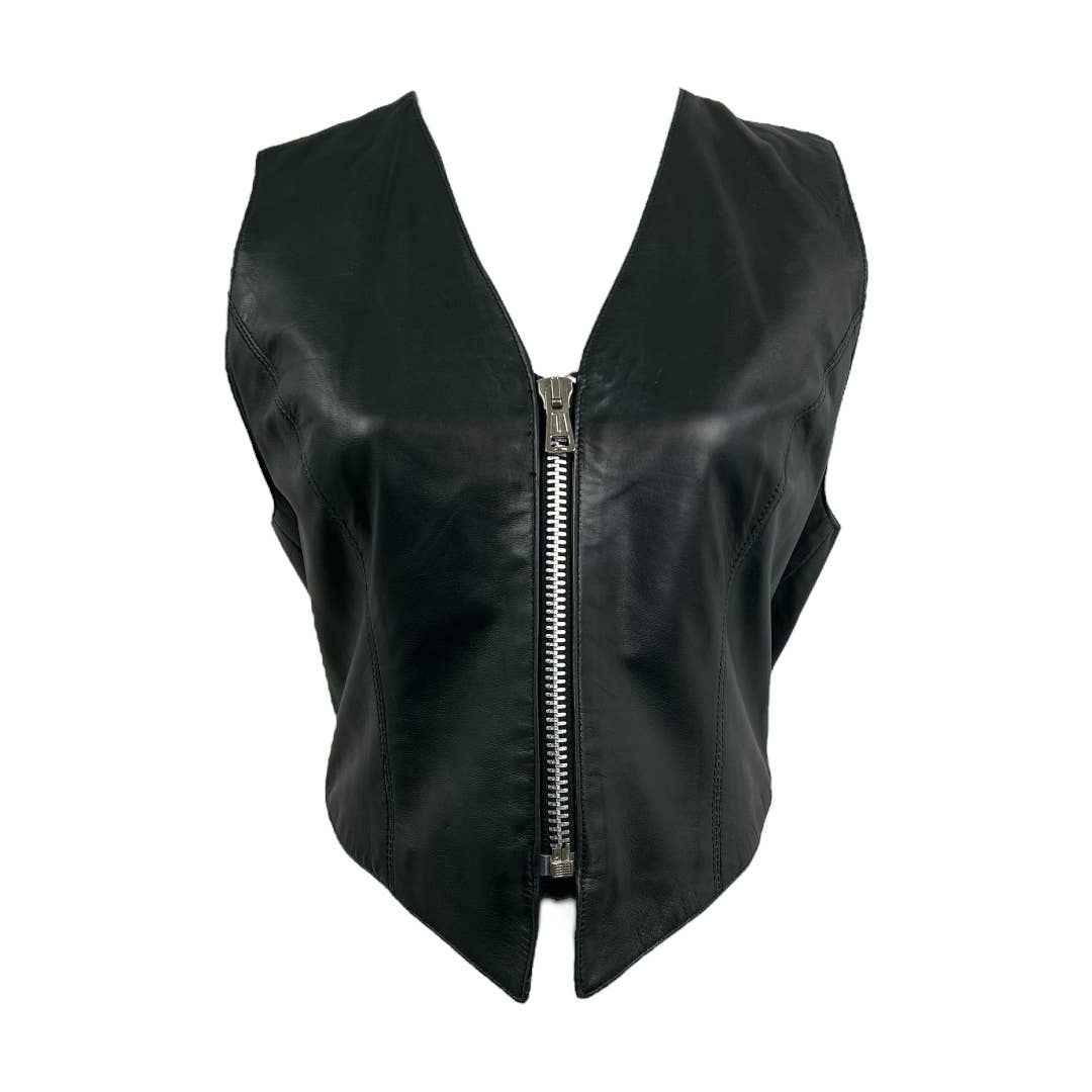 Melanzona Vintage Leather Vest New Old Stock Unique Backpack Style Pockets M