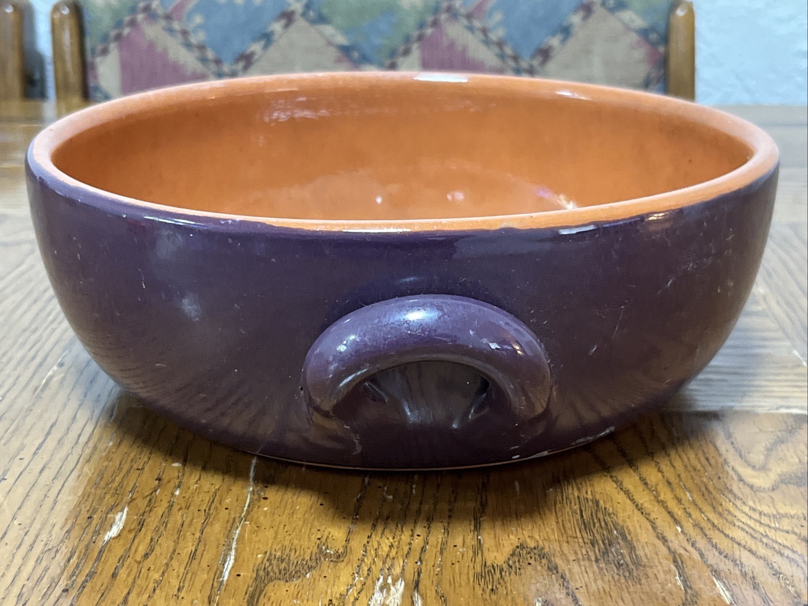 NOS De Silva 9 Pottery Serving Baking Dish w/Handles Purple Made in Italy NOS