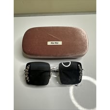 Miu Miu Crystal Trim Rectangle Sunglasses