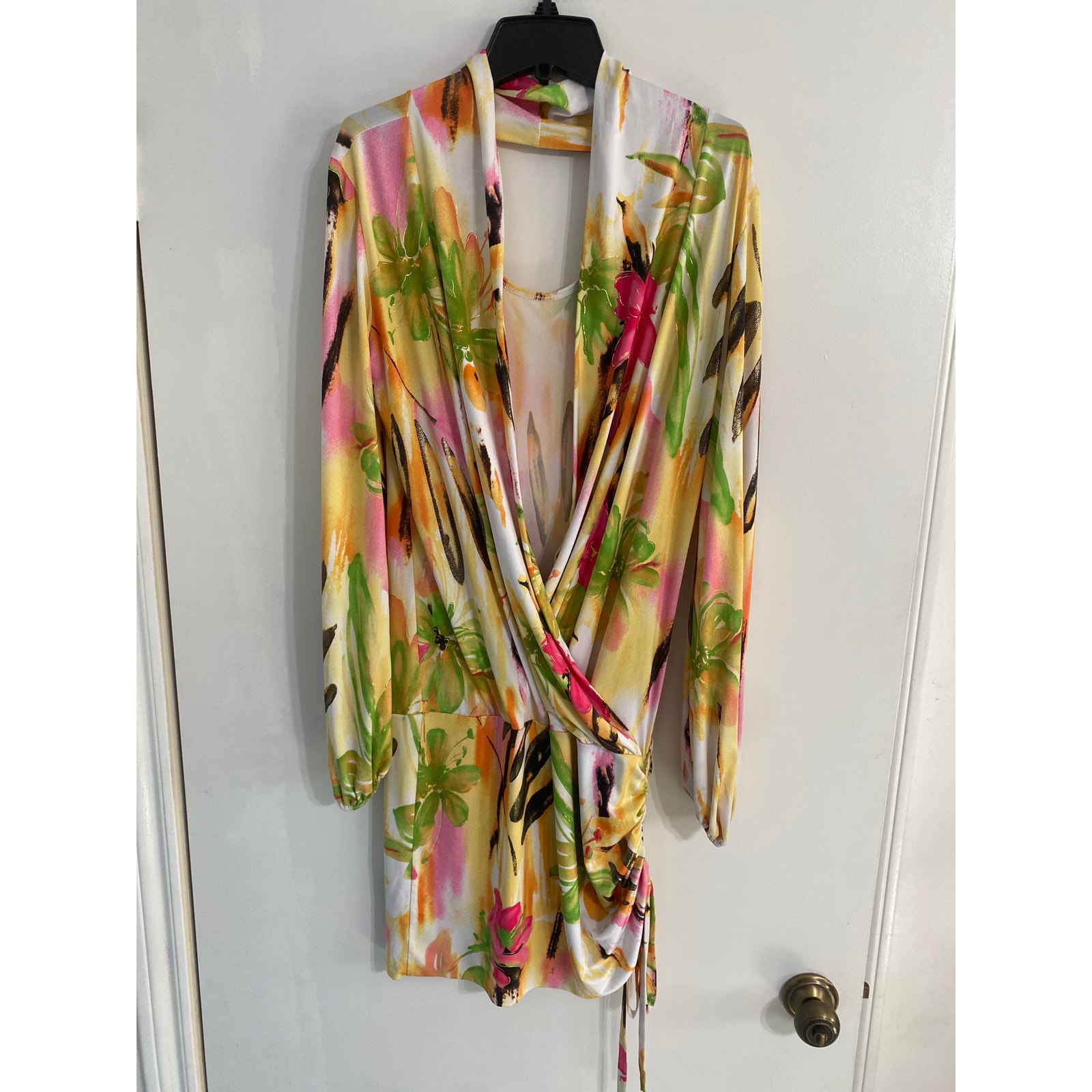 Savee Couture handmade wrap dress floral Laguna Beach size L event going out