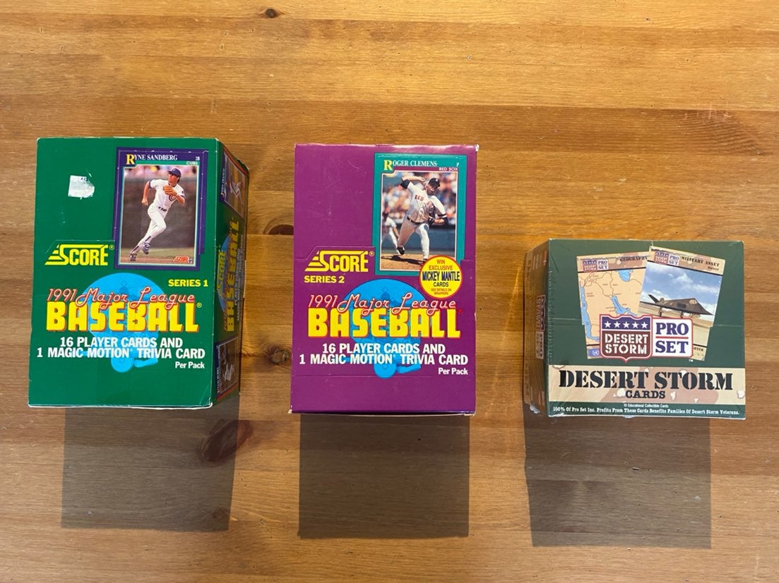 3 boxes of sealed trading cards 1991