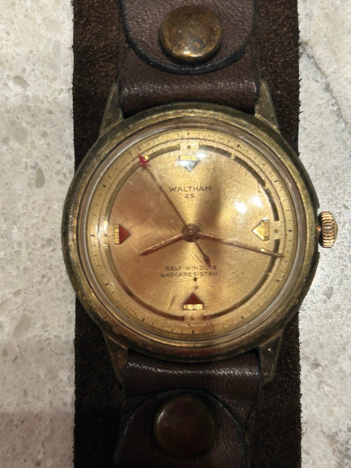 Watch Vintage Original Waltham 25 Gold Tone Self Winding Wrist Watch Running