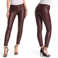 Blank NYC Women's NWT Burgundy Vegan Leather Mid Rise Skinny Pants Size 24