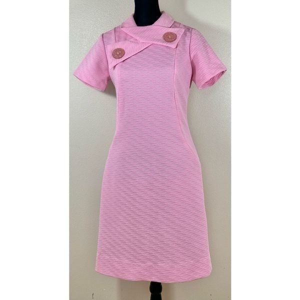 Vintage Glenbrook Bubble Gum Mod Knit Jackie-O Style Classic 60’s Dress Small