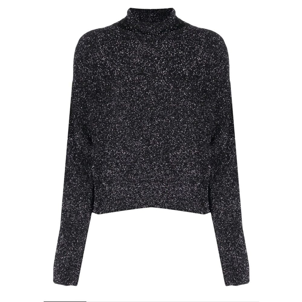 NEW! IRO Paris Black Knit Sweater With Silver Metallic Thread Size XL MSRP 395