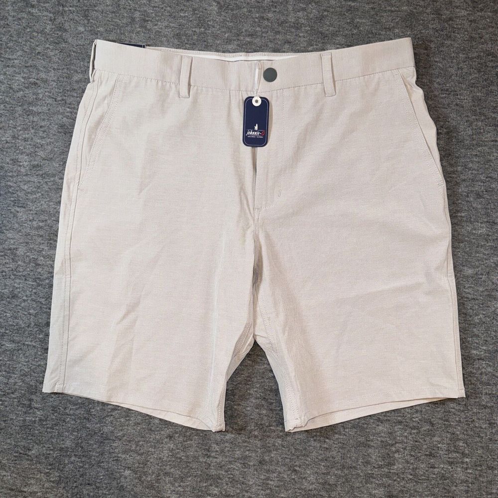 NWT Johnnie-O Men Calcutta Lightweight Performance Stretch Golf Short Flax Sz 34
