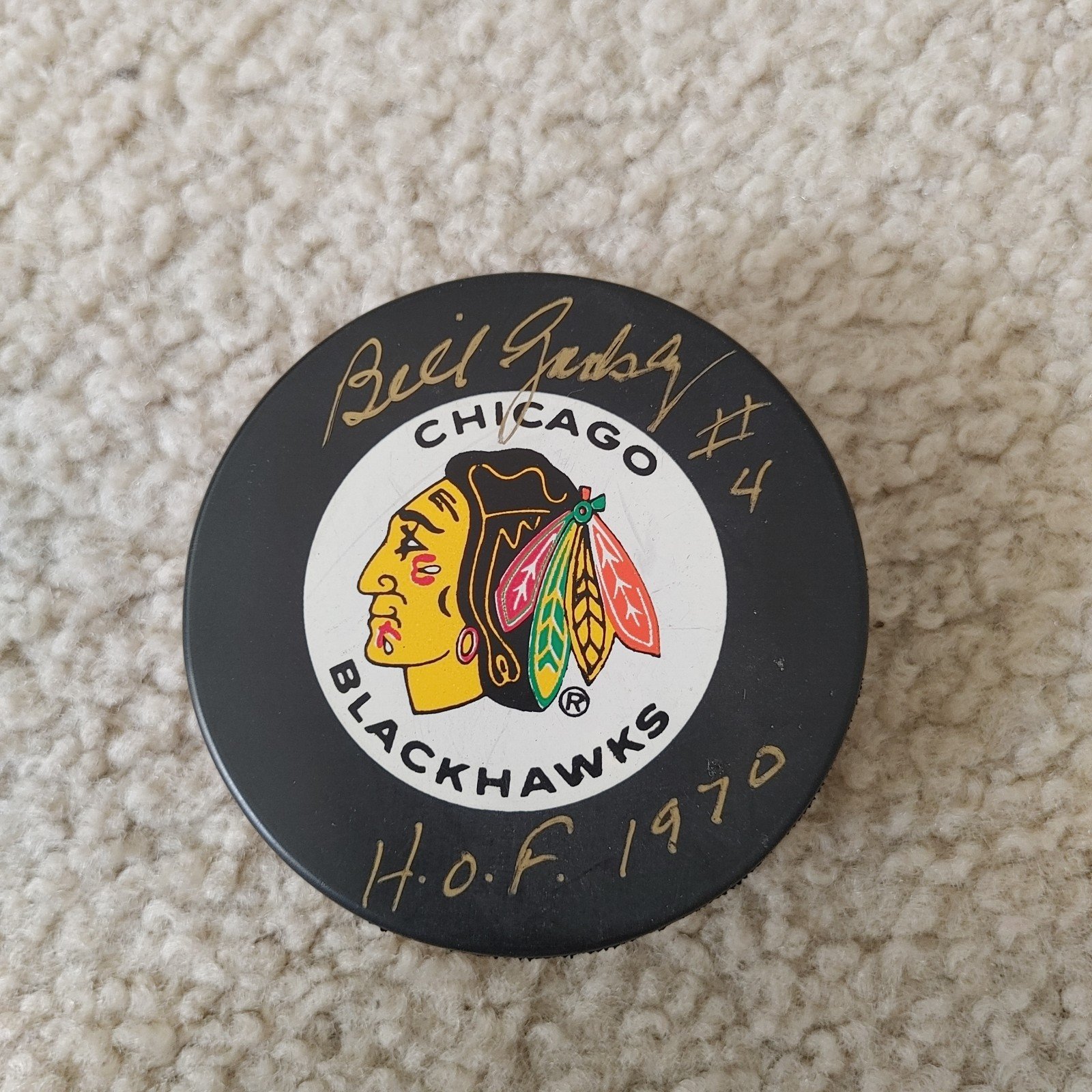 Bill Gadspy Chicago Blackhawks Puck