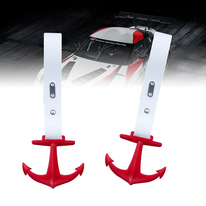 NEW 2PCS ANCHOR ANKER RED JDM TSURIKAWA RING WHITE Handle Strap Drift Charm