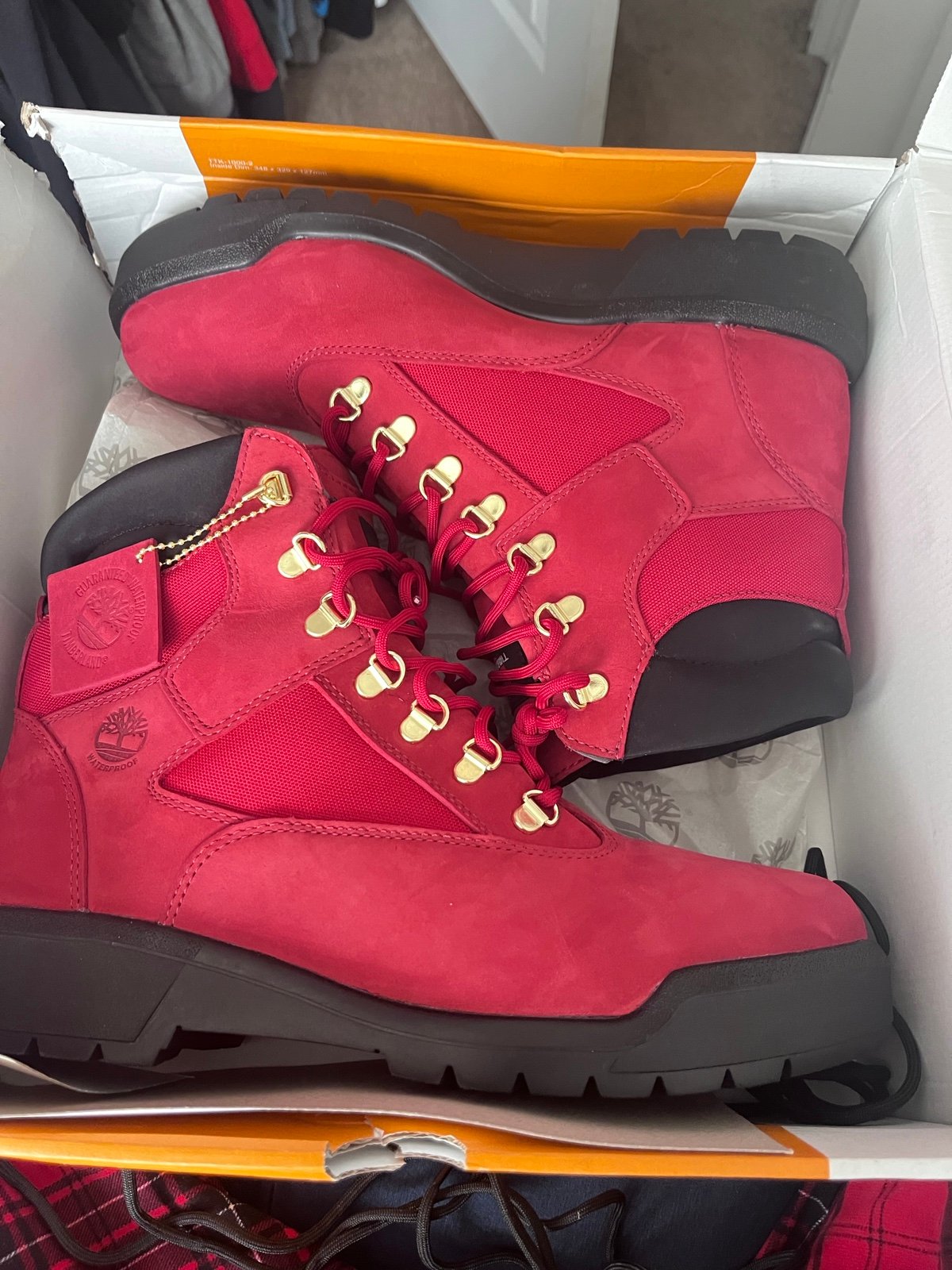 Red timberland Boots Waterproof