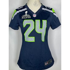 Marshawn Lynch #24 Seattle Seahawks NIKE Super Bowl XLVIII Jersey Women's SMALL