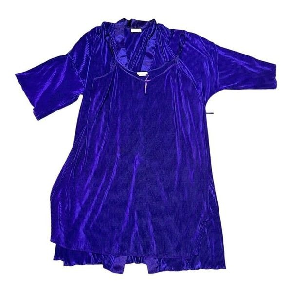 Vintage Intimate Options Purple Lingerie Set Large Pleated Nightgown Robe Sexy
