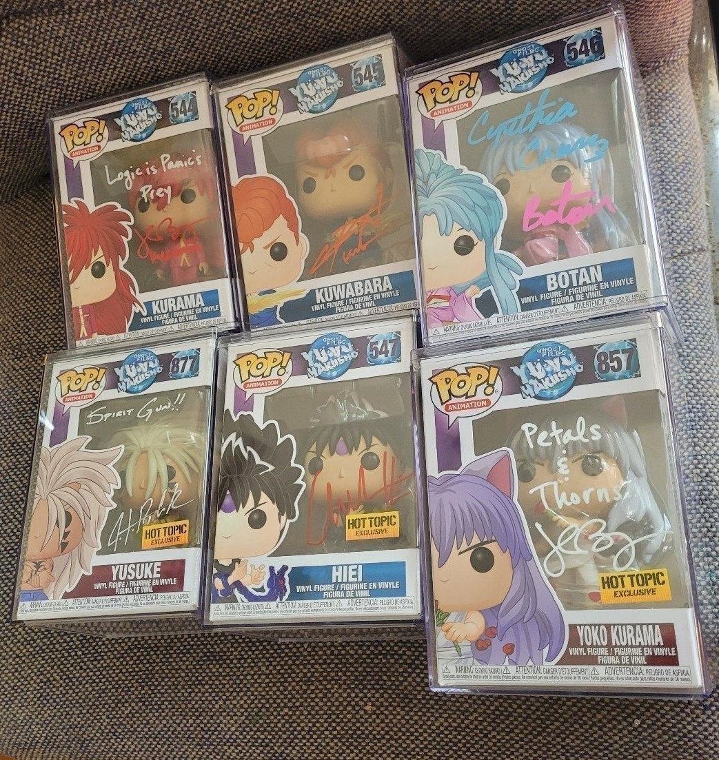 Rare full set of six Funko pop! Signed/autographed Yu-yu Hakasho vinly figures