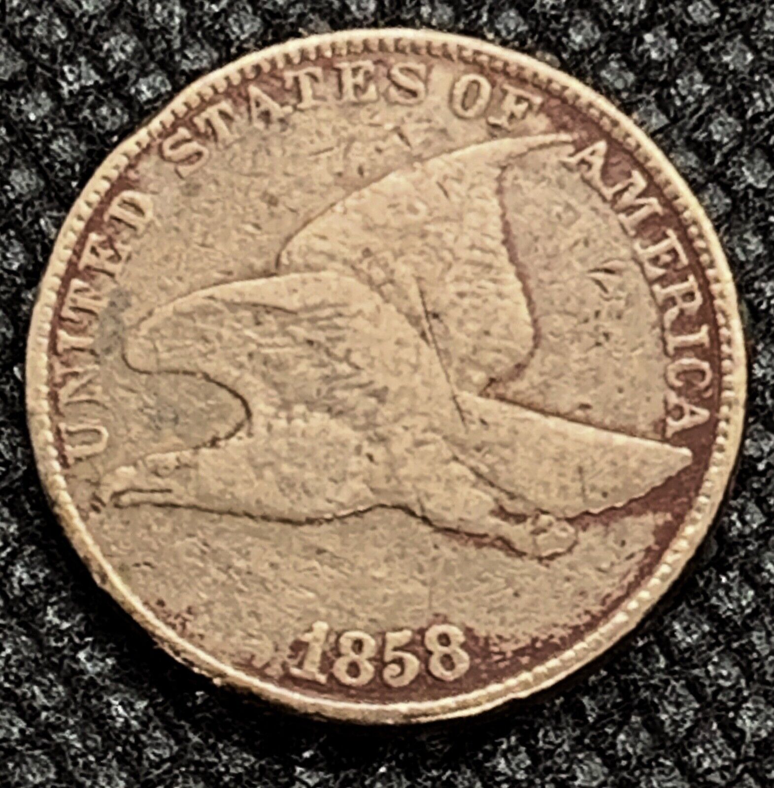 1858 Penny - Large Letters - Flying Eagle Cent 1¢