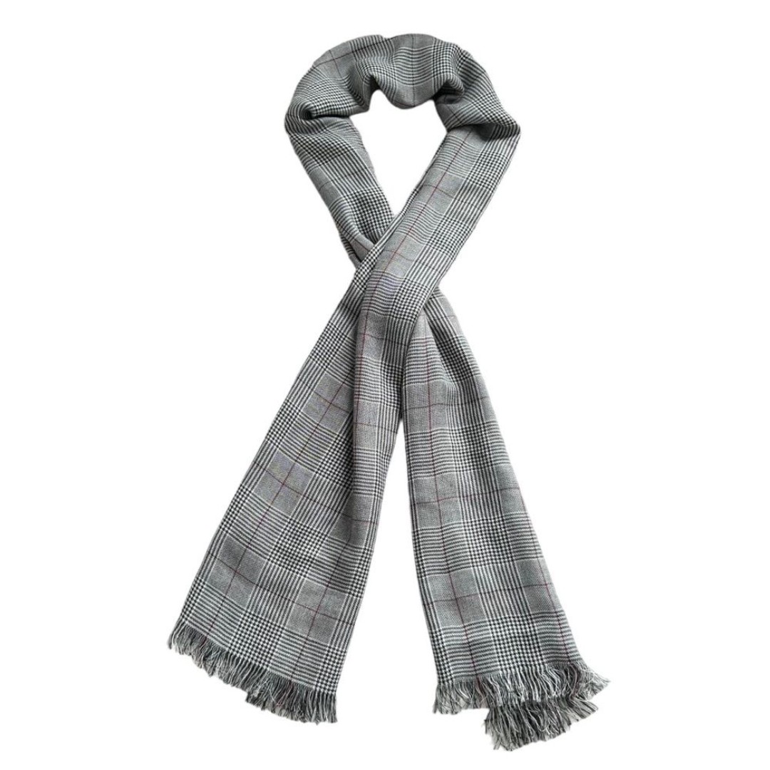 H&M Men's Gray Plaid Patterned Scarf