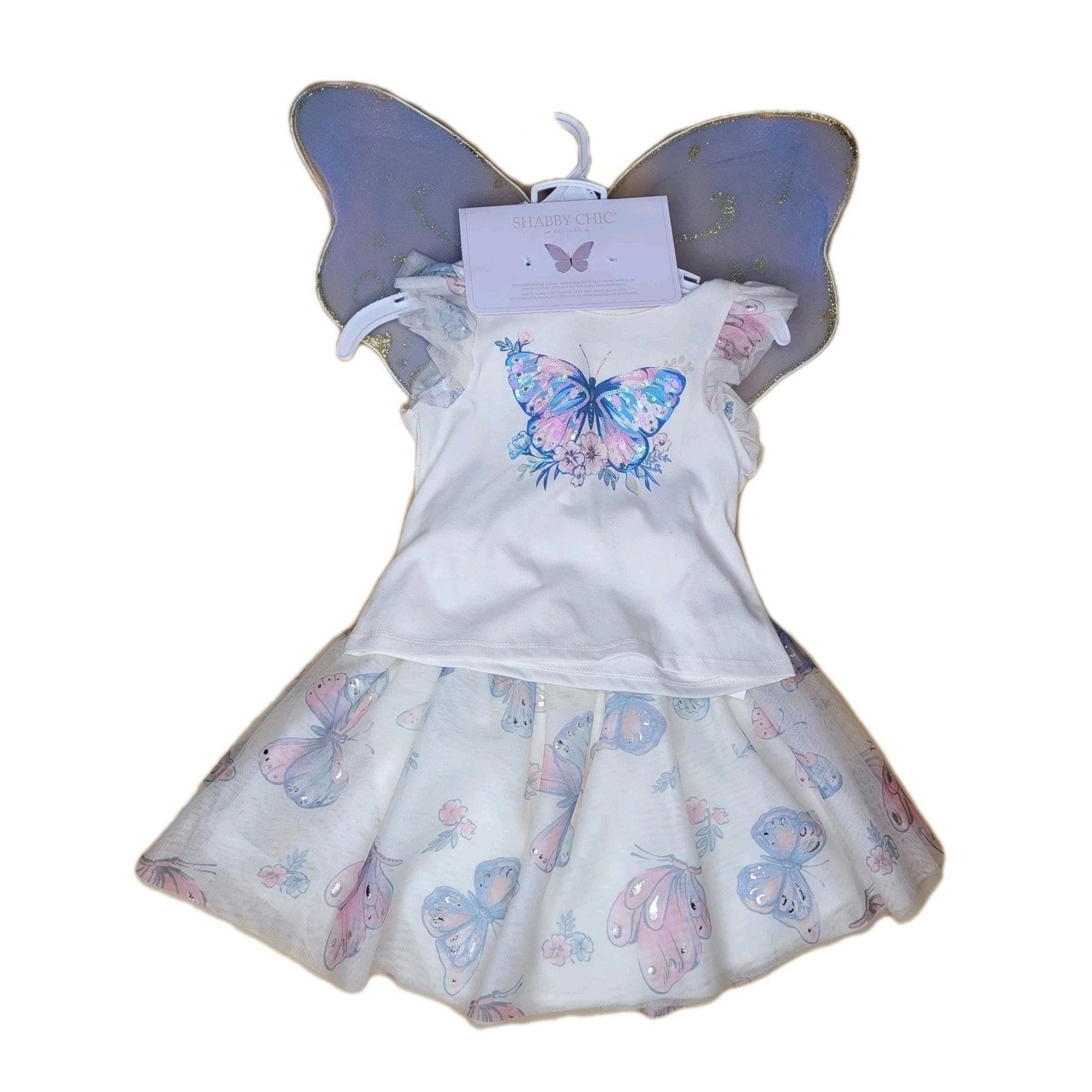 Shabby Chic Butterfly Wings Princess Fairy Unicorn Shimmery Skirt Set XS 4 NWT