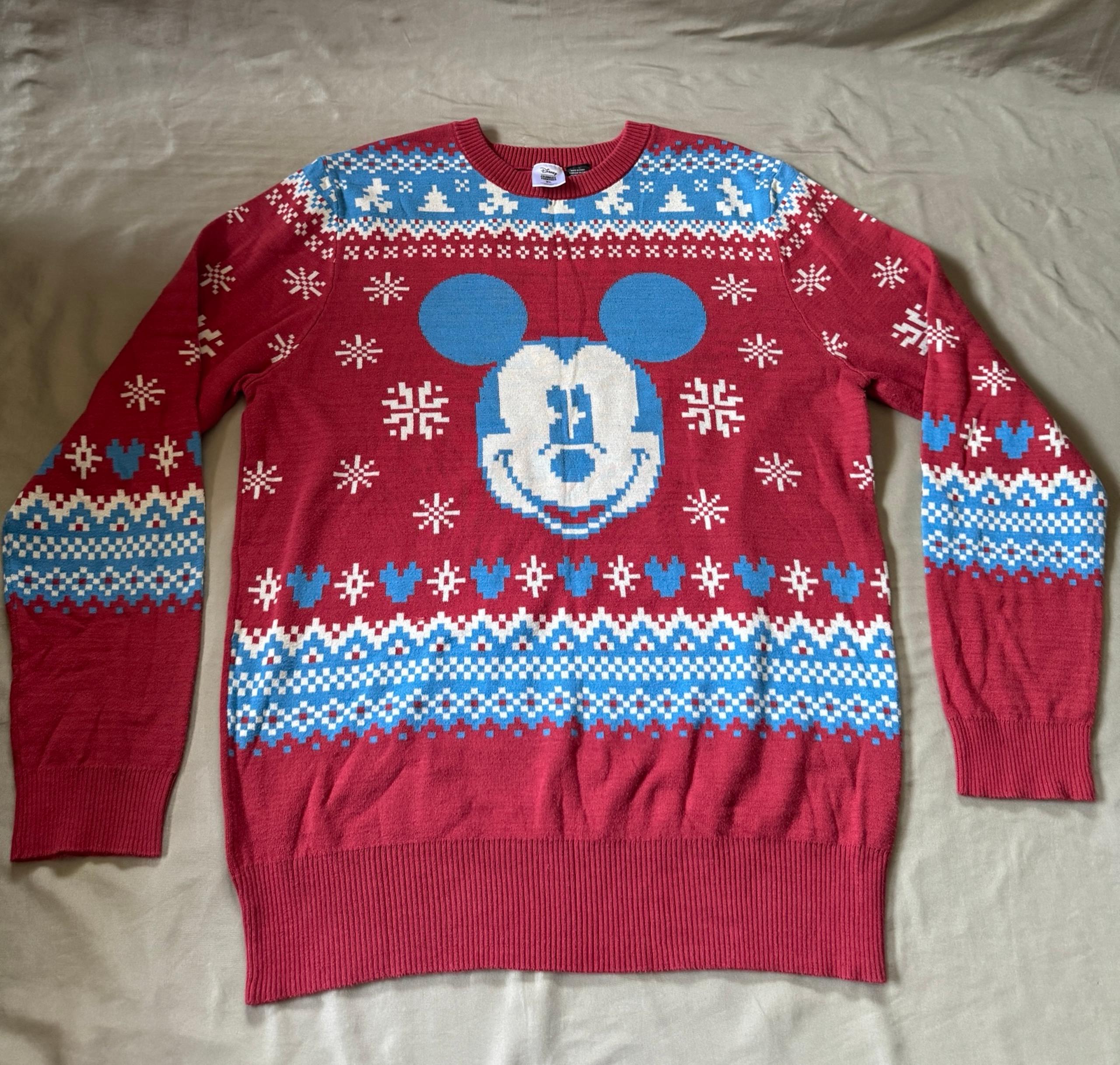 Disney Mickey Mouse Sweater Men XL Red Disney Holiday Crewneck