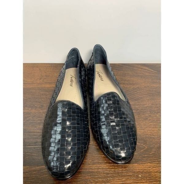 Trotters Womens Loafers Flats Blue Leather Woven Slip On Comfort Shoes 7W