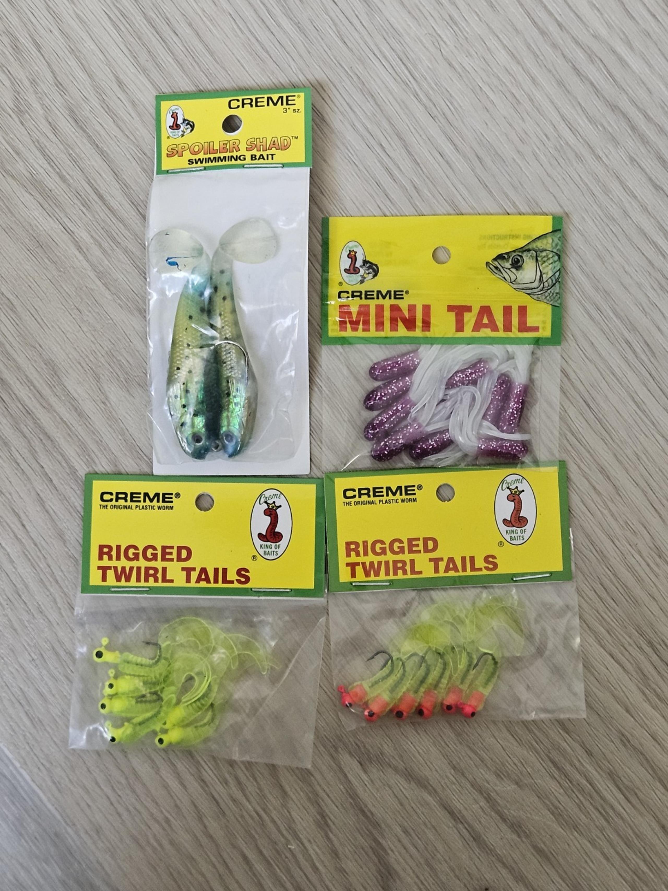 Creme Mini Tail, Rigged Twirl Tails(2 Packs), and Mini Tail