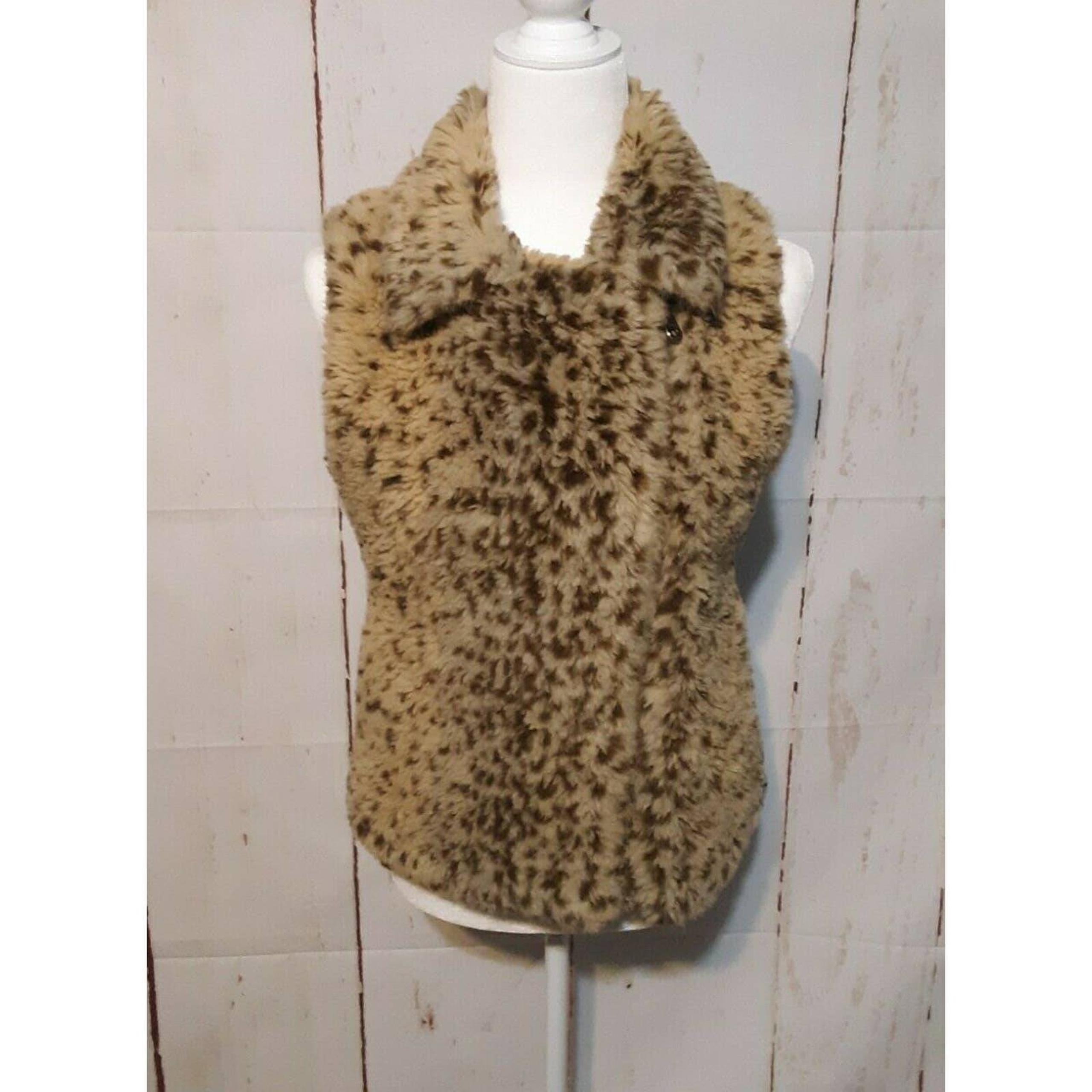 Womens L Catherine Malandrino Furry Vest